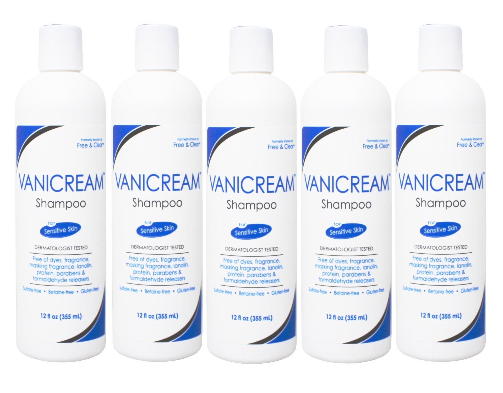 Vanicream Hair Shampoo for Sensitive Skin , 12 FL OZ (Pack of 5)
