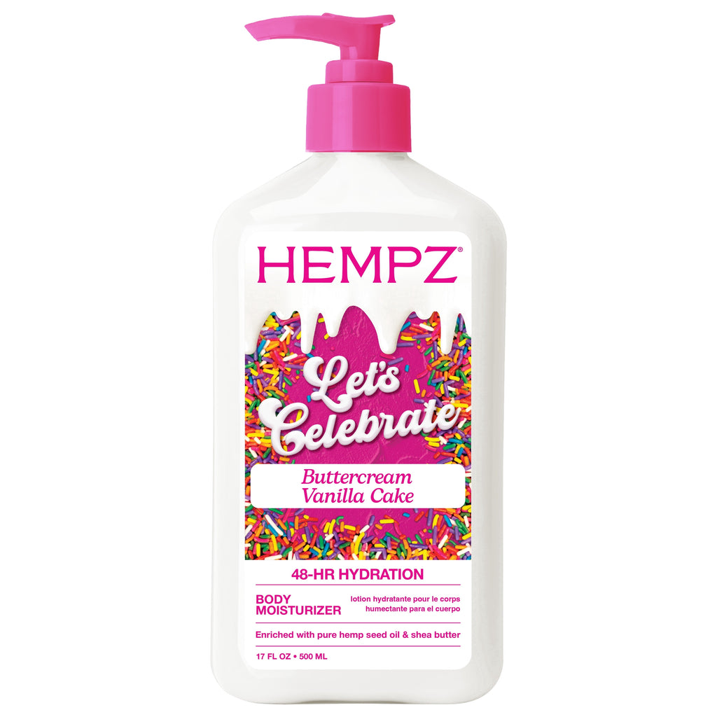 Hempz Let's Celebrate Buttercream Vanilla Cake Moisturizing Hydrating Body Lotion for Dry Skin, 17 fl oz