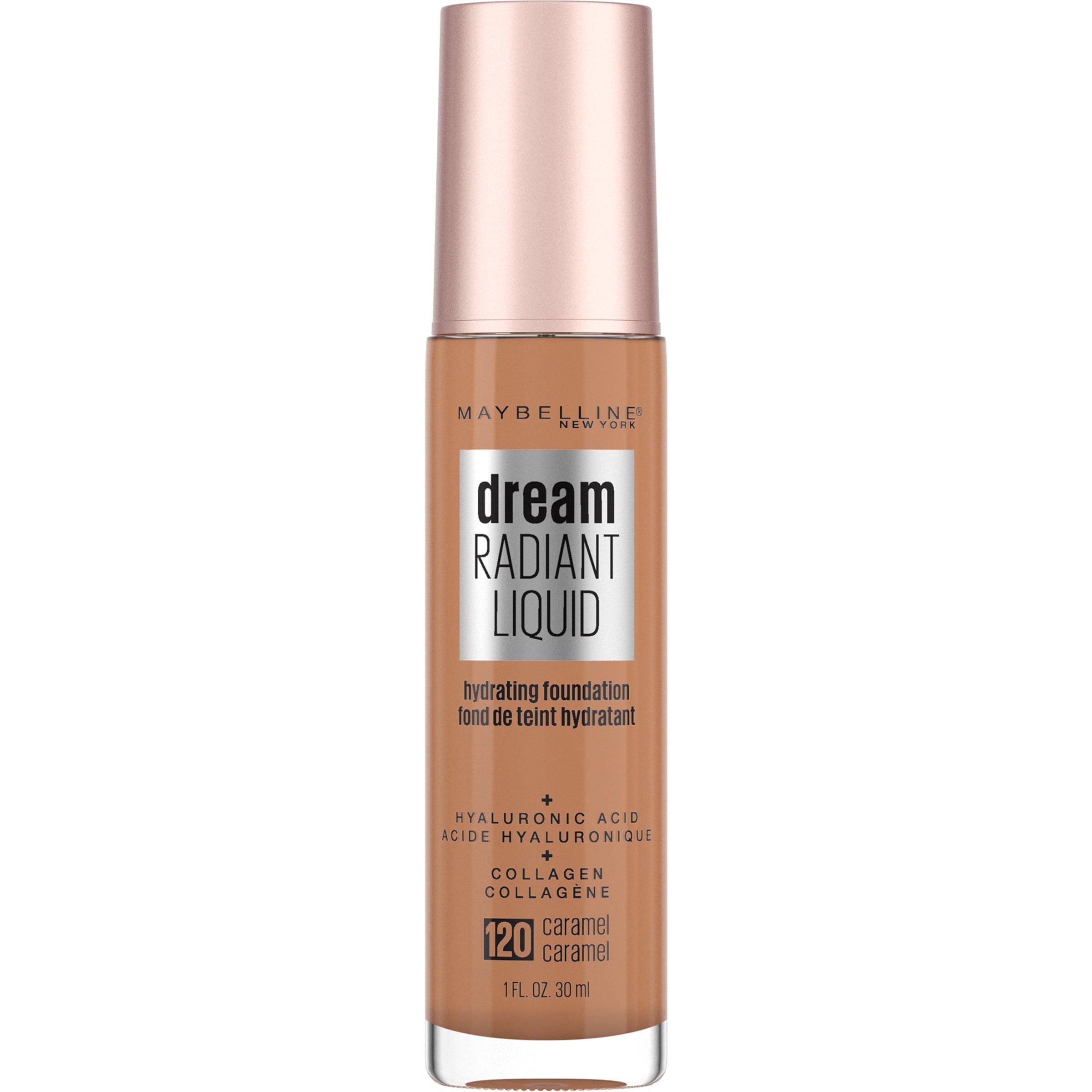 Maybelline Dream Radiant Liquid Foundation Makeup, 120 Caramel, 1 fl oz