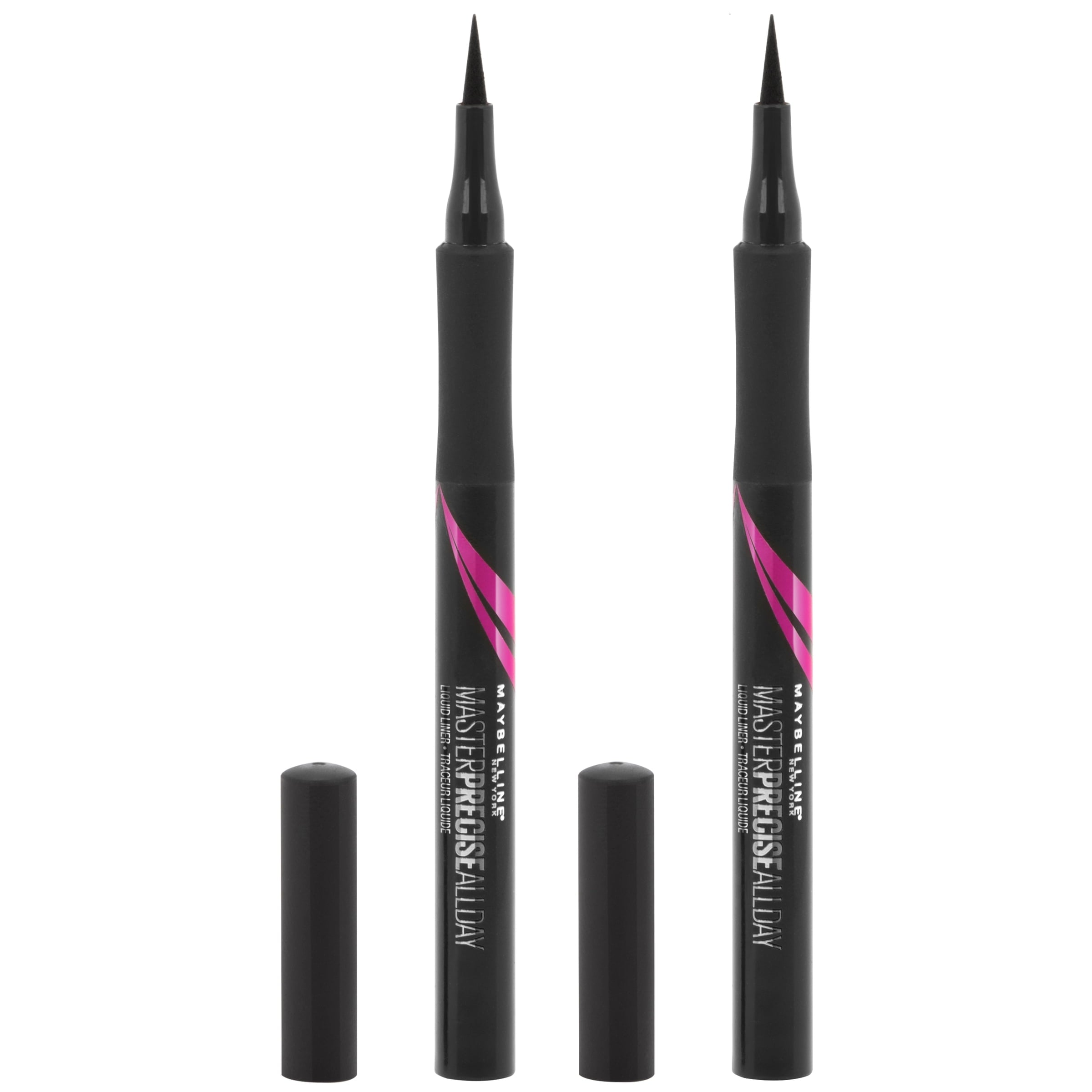 Maybelline EyeStudio Master Precise All Day Liquid Eyeliner Makeup, Black, 2 Pack