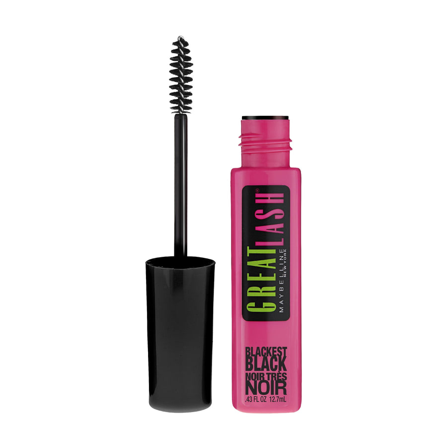 Maybelline Great Lash Volumizing Lengthening Washable Mascara, Blackest Black, 0.43 fl oz