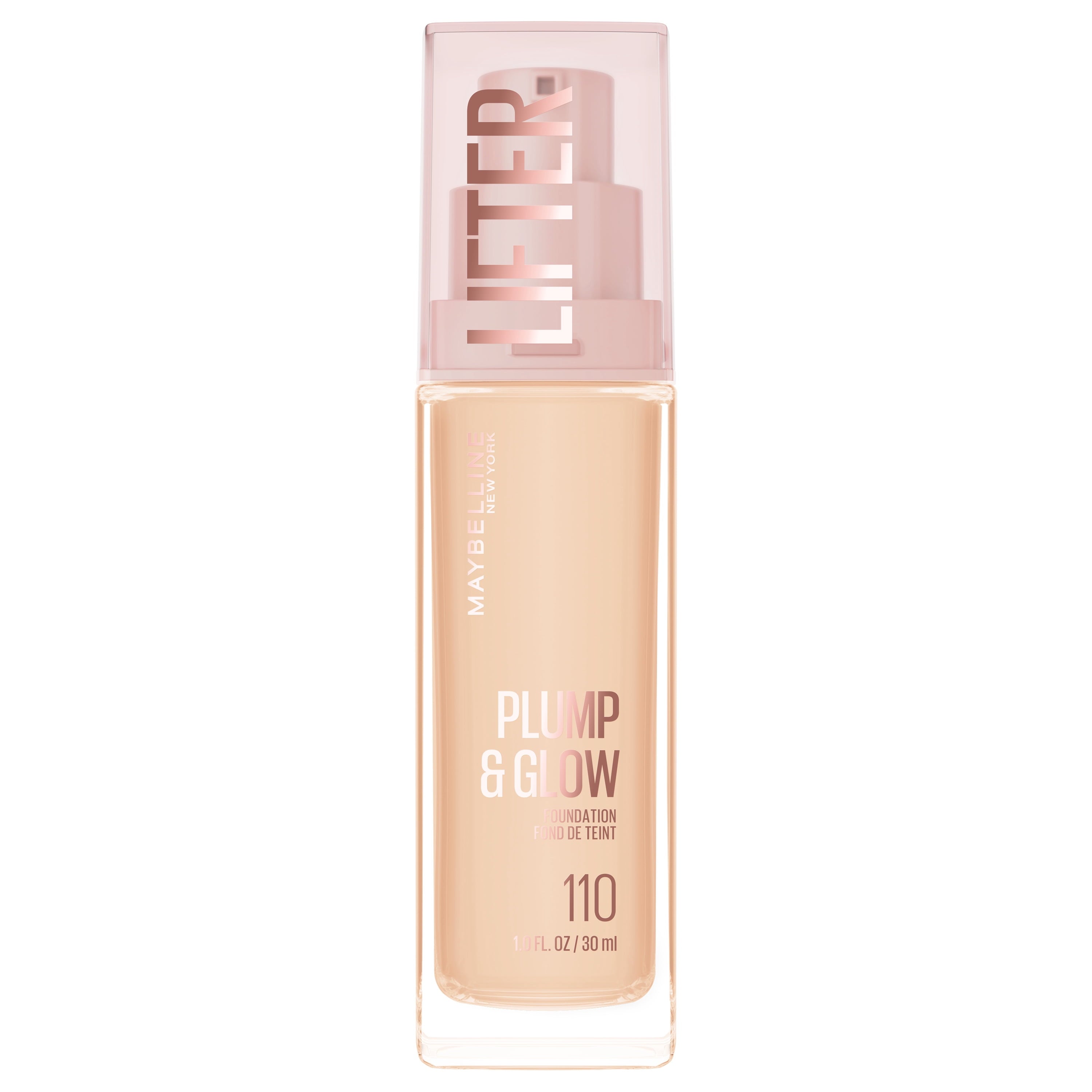 Maybelline Lifter Plump & Glow Foundation, Hyaluronic Acid, 110 Warm, 1 Piece