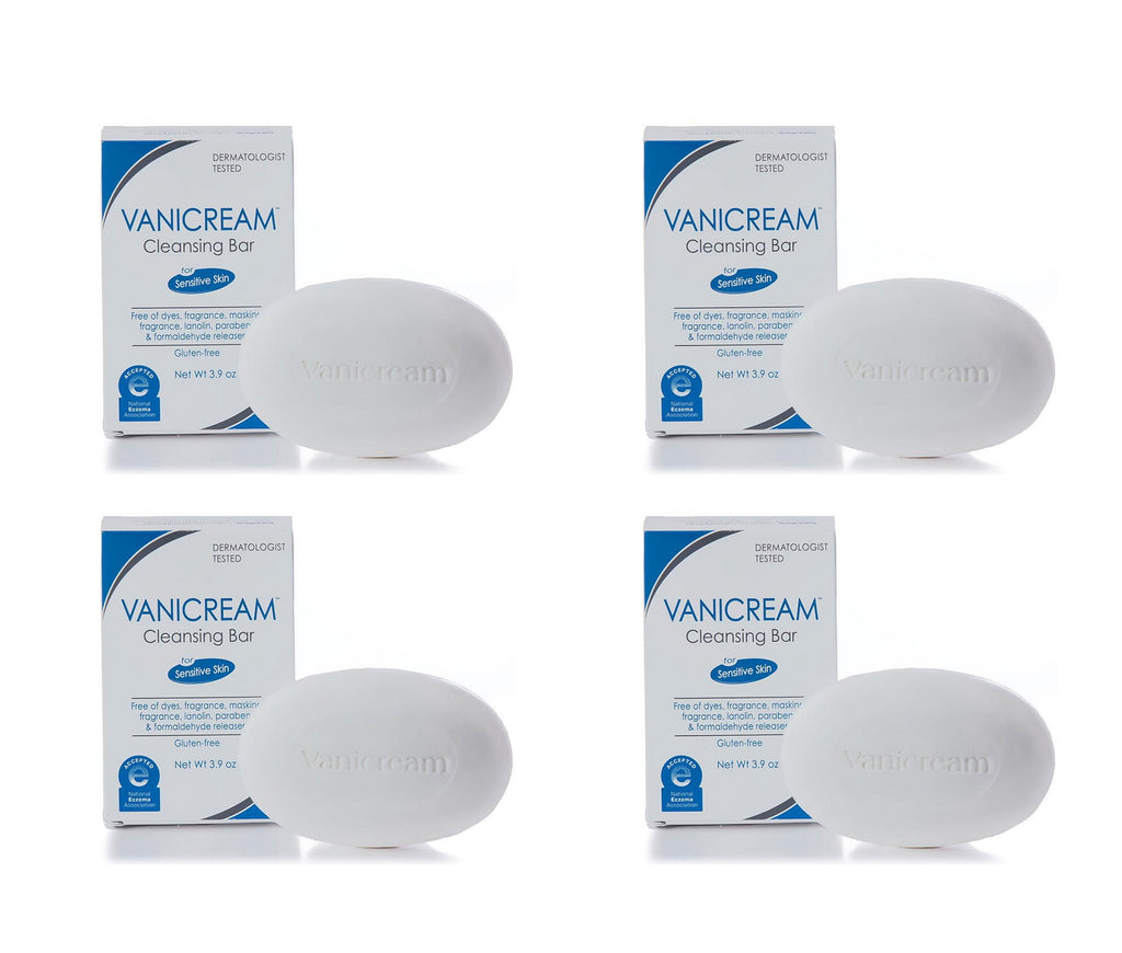 Vanicream Cleansing Bar For Sensitive Skin, Gluten and Sulfate Free, 3.9 oz (Pack of 4)