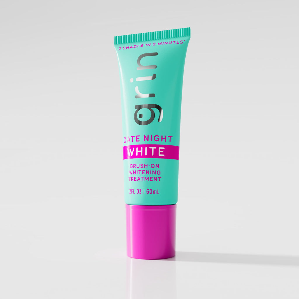 Grin Date Night White Brush-On Whitening Treatment, 2 Shades Whiter in 2 Minutes, Whitens + Polishes in One Step, Safe for Sensitive Teeth, 2 fl oz (60 mL)