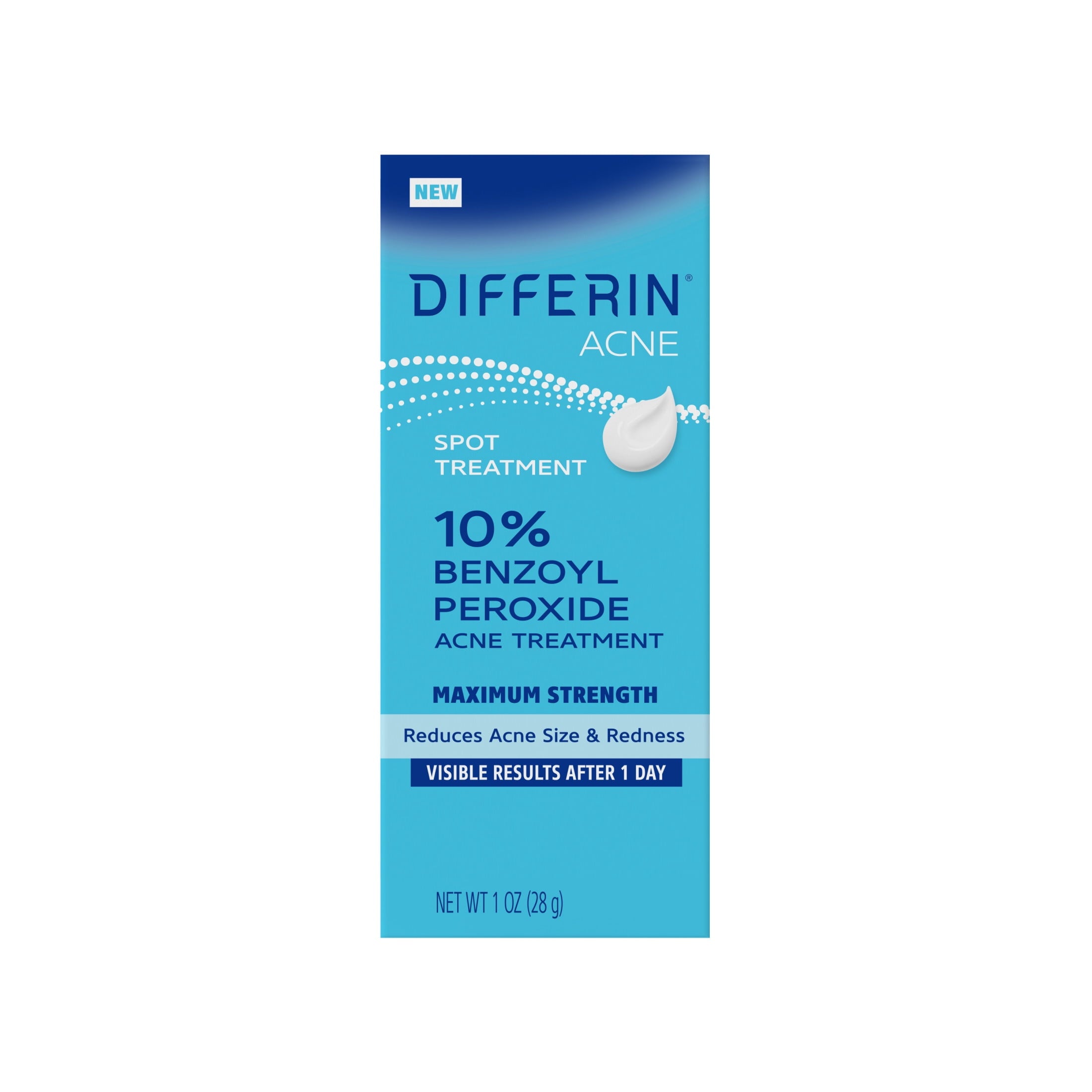 Differin Acne Spot Treatment with 10% Benzoyl Peroxide, Maximum Strength, Fast-Acting, Acne Treatment for Face & Body, 1 oz