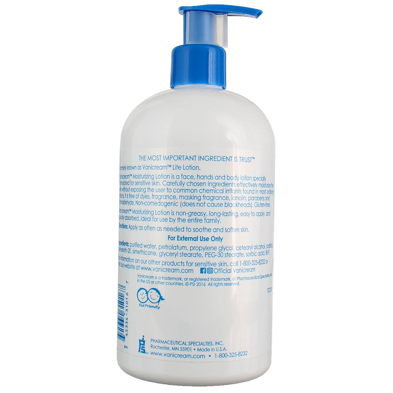 Vanicream Moisturizing Lotion with Pump | Fragrance and Gluten Free | For Sensitive Skin | 16 Ounce (Pack of 1)