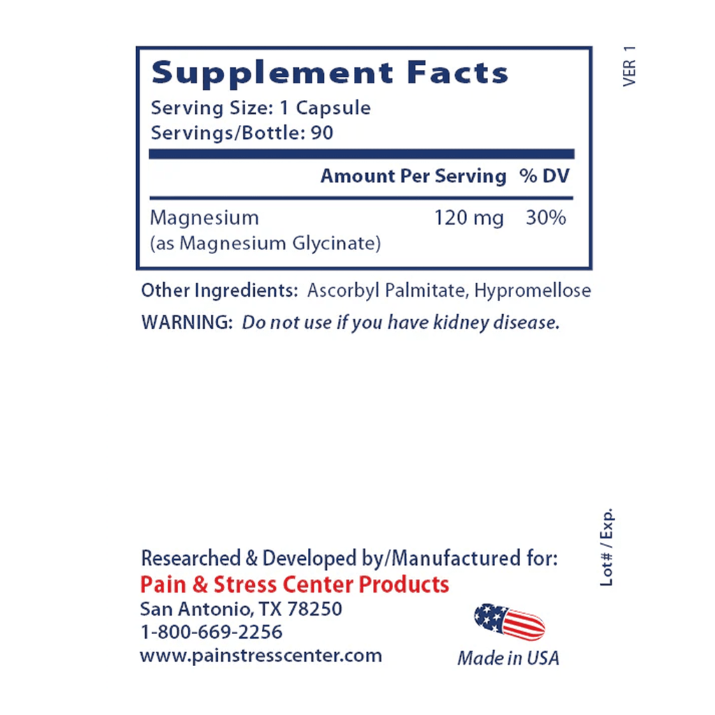 Magnesium Glycinate Supplement for Relaxation & Muscle Support, 90 Capsules