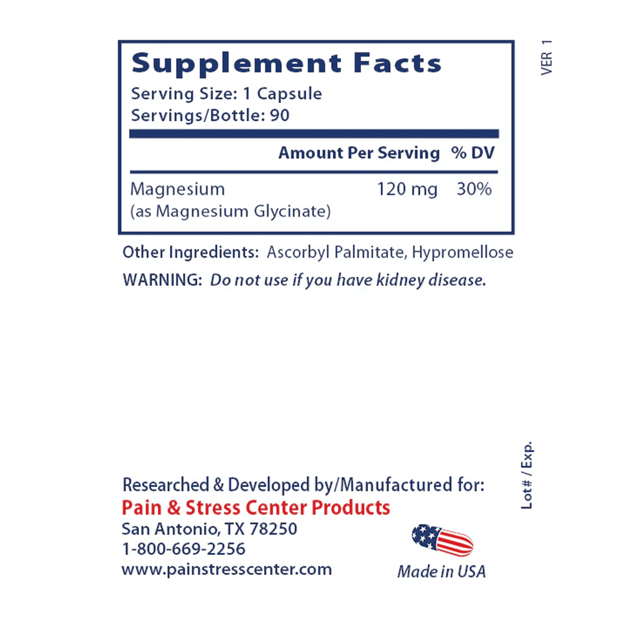Magnesium Glycinate Supplement for Relaxation & Muscle Support, 90 Capsules