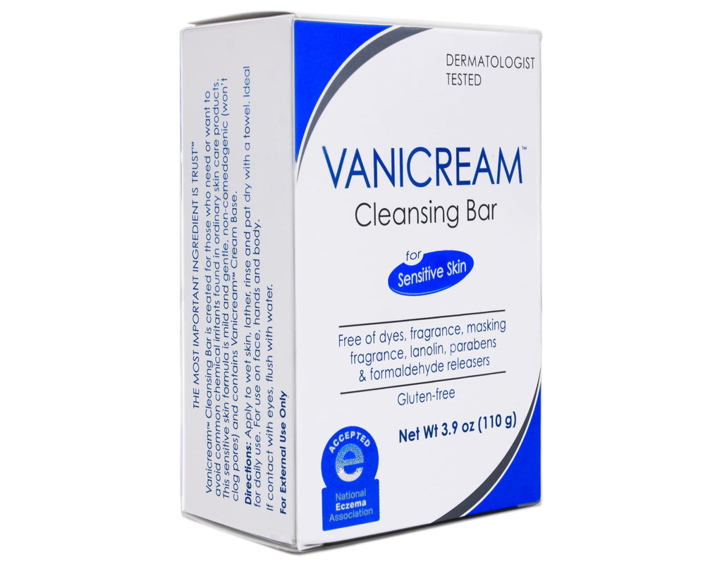 Vanicream Cleansing Bar for Sensitive Skin, Free of Dyes Fragrance Lanolin Parabens and Formaldehyde Releasers, Gluten Free, Dermatologist Tested, 3.9 oz (Pack of 5)