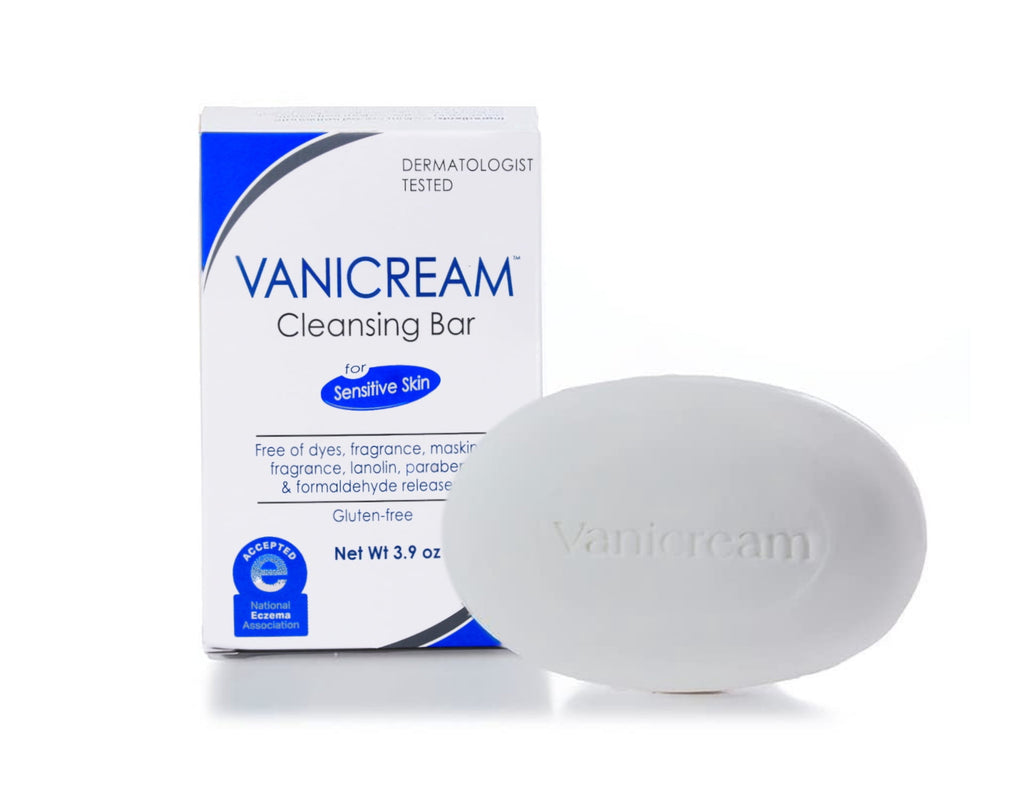 Vanicream Cleansing Bar for Sensitive Skin, Free of Dyes Fragrance Lanolin Parabens and Formaldehyde Releasers, Gluten Free, Dermatologist Tested, 3.9 oz (Pack of 5)