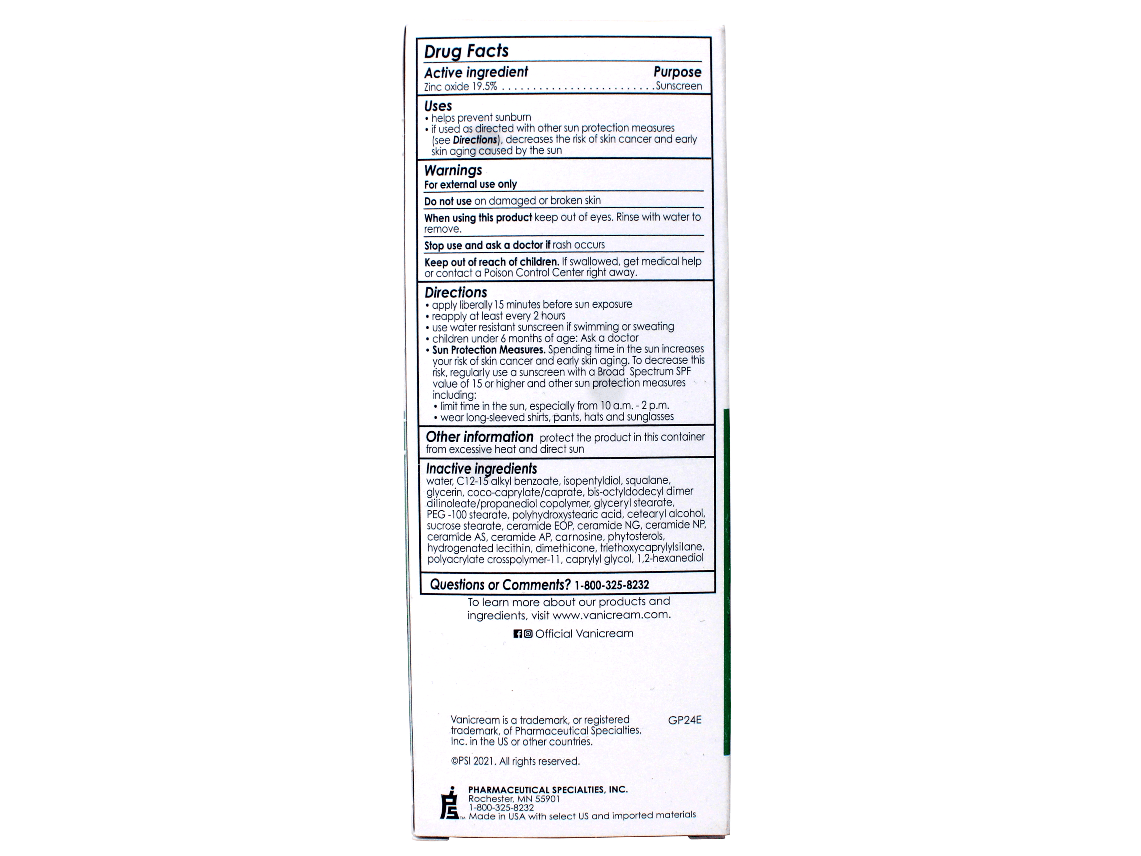 Vanicream Facial Moisturizer Broad Spectrum SPF 30 Zinc Oxide Sunscreen with Ceramides for Sensitive Skin 2.5 oz (Pack of 2)