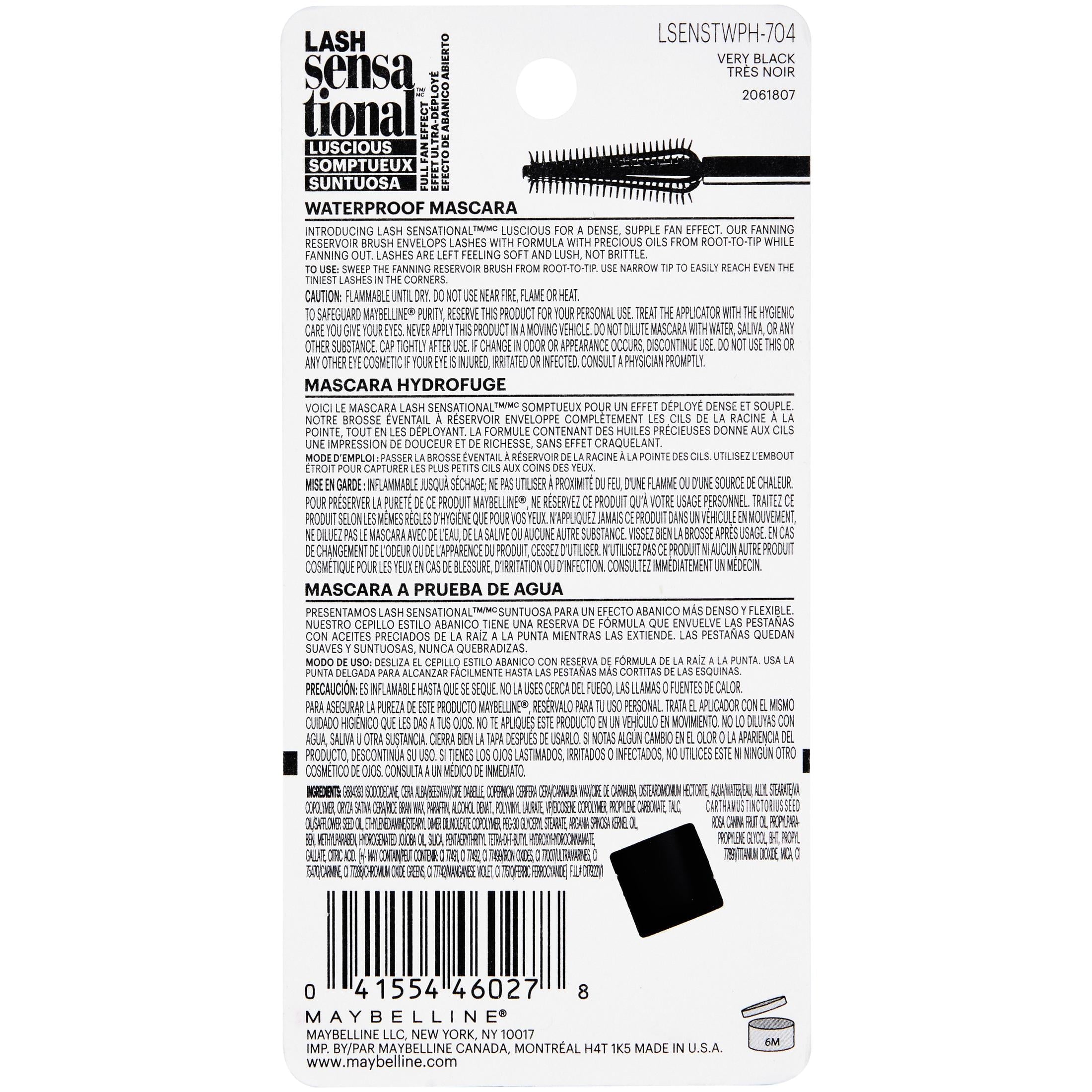 Maybelline Lash Sensational Luscious Waterproof Mascara, Very Black, 0.3 fl. oz.
