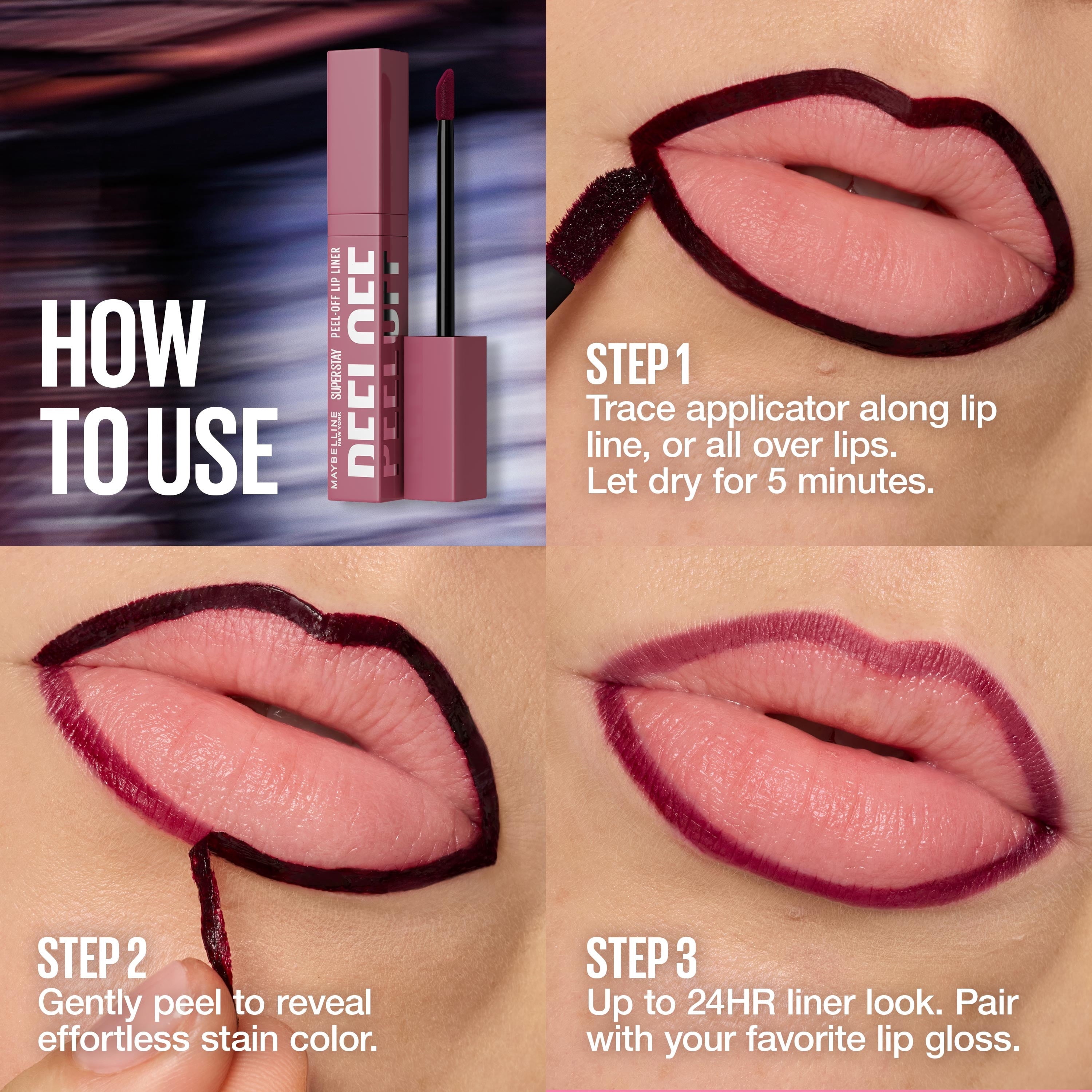 Maybelline Super Stay Peel Off Lip Liner Stain, Buildable Lip Tint, Haze, 0.16 fl oz