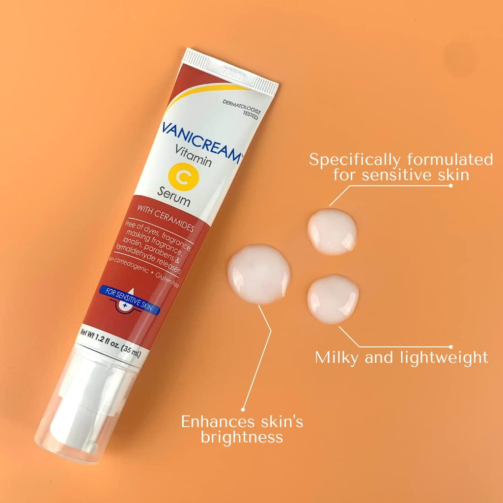 (2 pack) Vanicream Vitamin C Serum For Sensitive Skin with Ceramides, Non Comedogenic, Gluten free, 1.2 oz