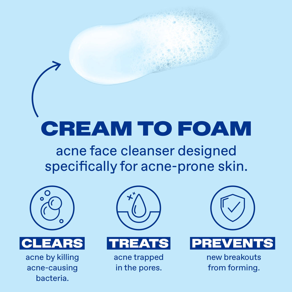 Differin Maximum Strength Acne Foaming Cleanser Face and Body Wash with 10% Benzoyl Peroxide, Fast-Acting Acne Treatment, 5 fl oz