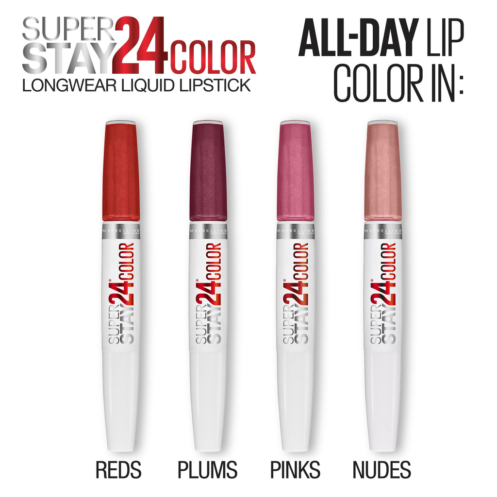 (2 pack) Maybelline Super Stay 24 2-Step Liquid Lipstick Makeup, 055 Perpetual Plum, 1 Kit