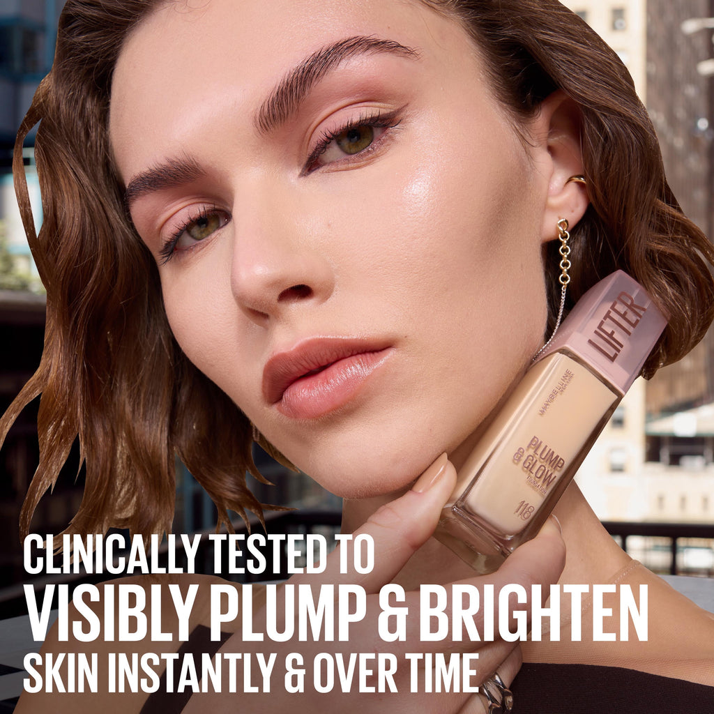 Maybelline Lifter Plump & Glow Foundation, Hyaluronic Acid, 110 Warm, 1 Piece
