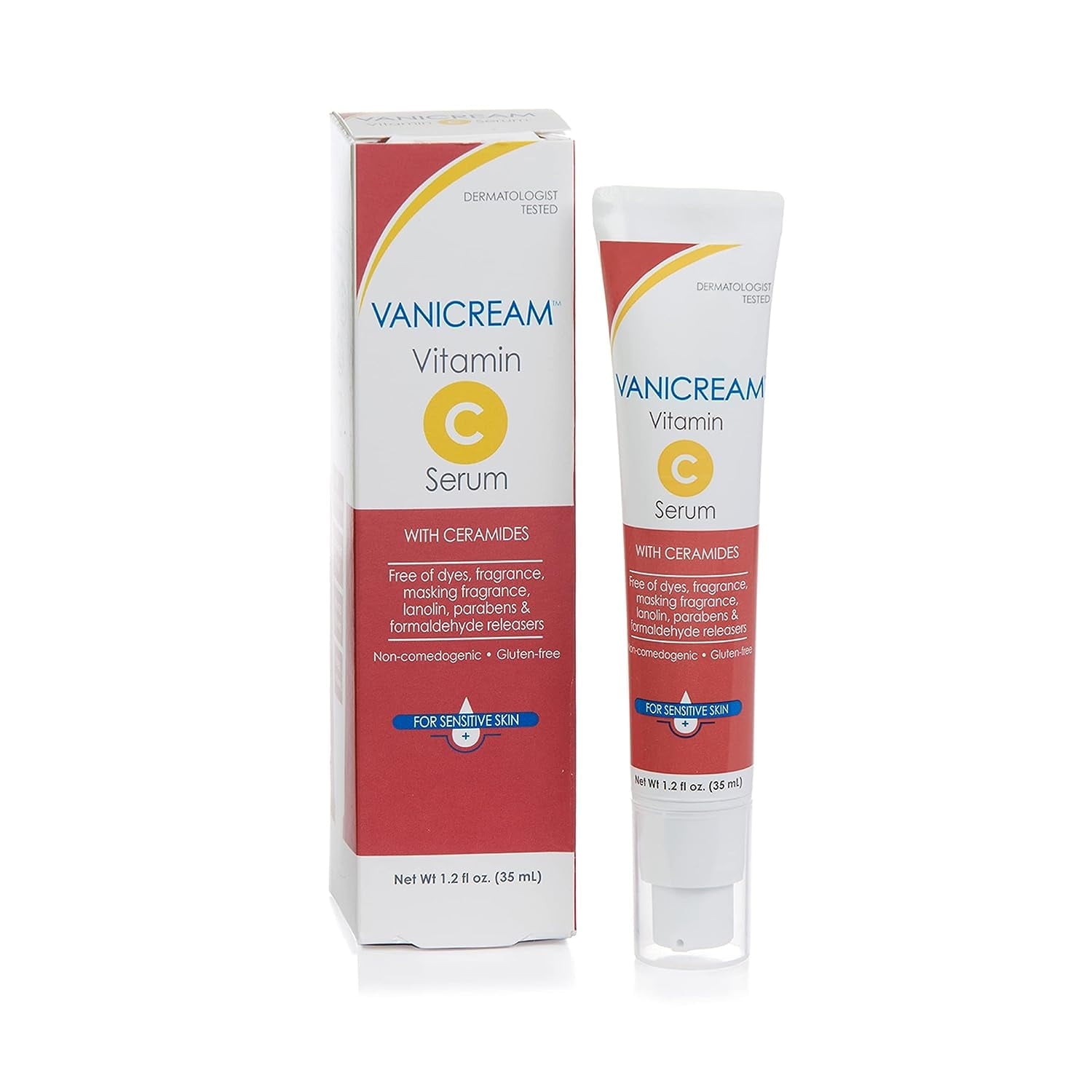 (2 pack) Vanicream Vitamin C Serum For Sensitive Skin with Ceramides, Non Comedogenic, Gluten free, 1.2 oz