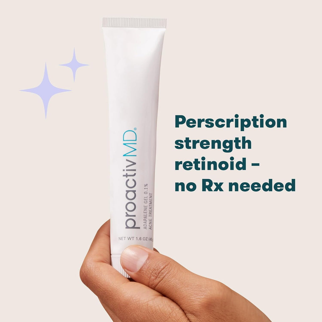 ProactivMD Paraben Free Adapalene Gel Acne Treatment, Prescription Strength Retinoid for Face and Body Acne, 0.1% Solution, 1.6 Oz
