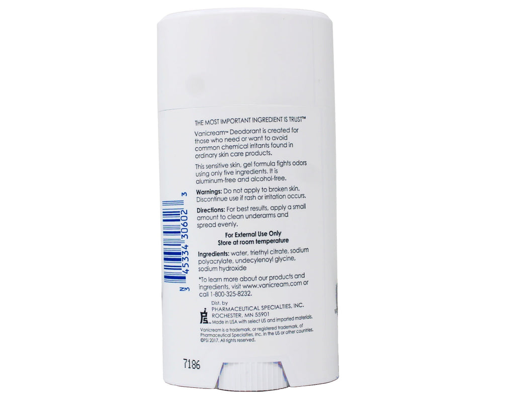 Vanicream Aluminum Free Deodorant Gel Formula Fragrance Free For Sensitive Skin 2 Oz 3 Pack